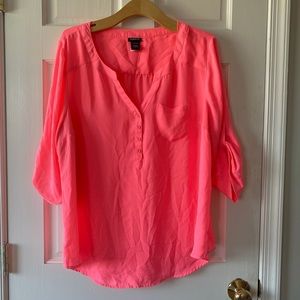 Highlighter pink chiffon blouse